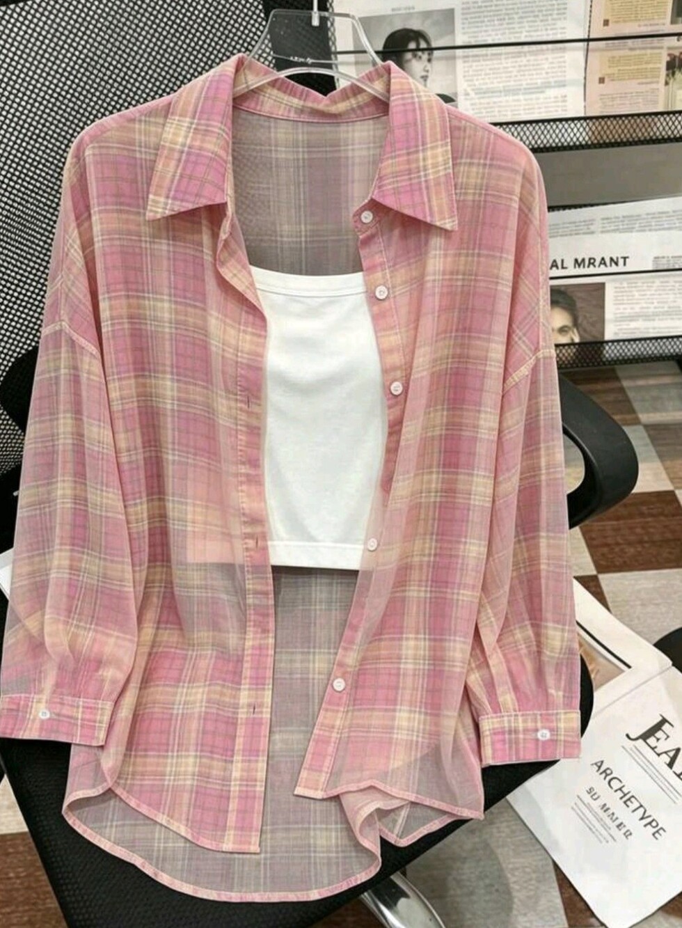 Women's Casual Commuter Plaid Shirt